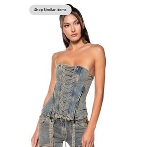 Denim lace up corset top bustier